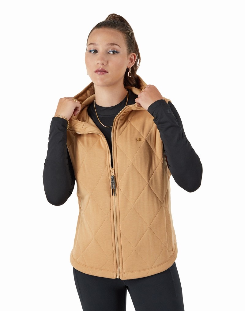 Women's Champio Campus Quilted Vest Brown | Z4QB74