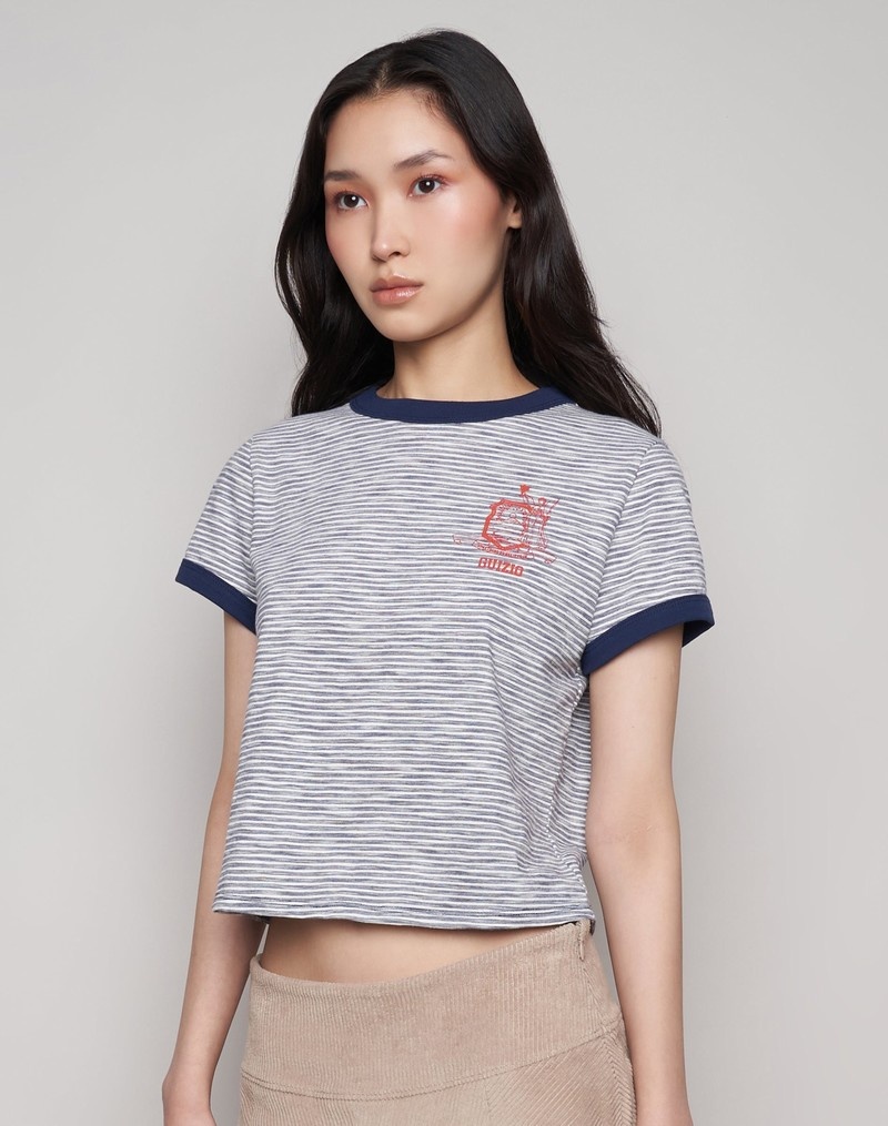 Women's Champio Champion x Guizio Classic Striped T Shirts Grey | Z7QL70