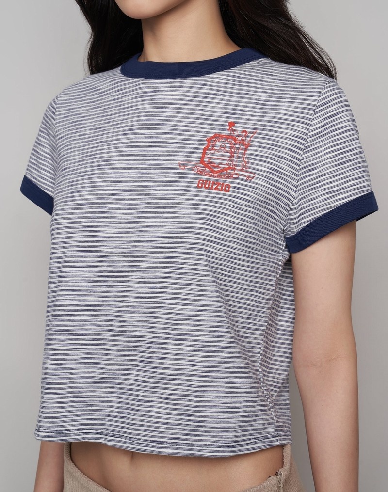 Women's Champio Champion x Guizio Classic Striped T Shirts Grey | Z7QL70