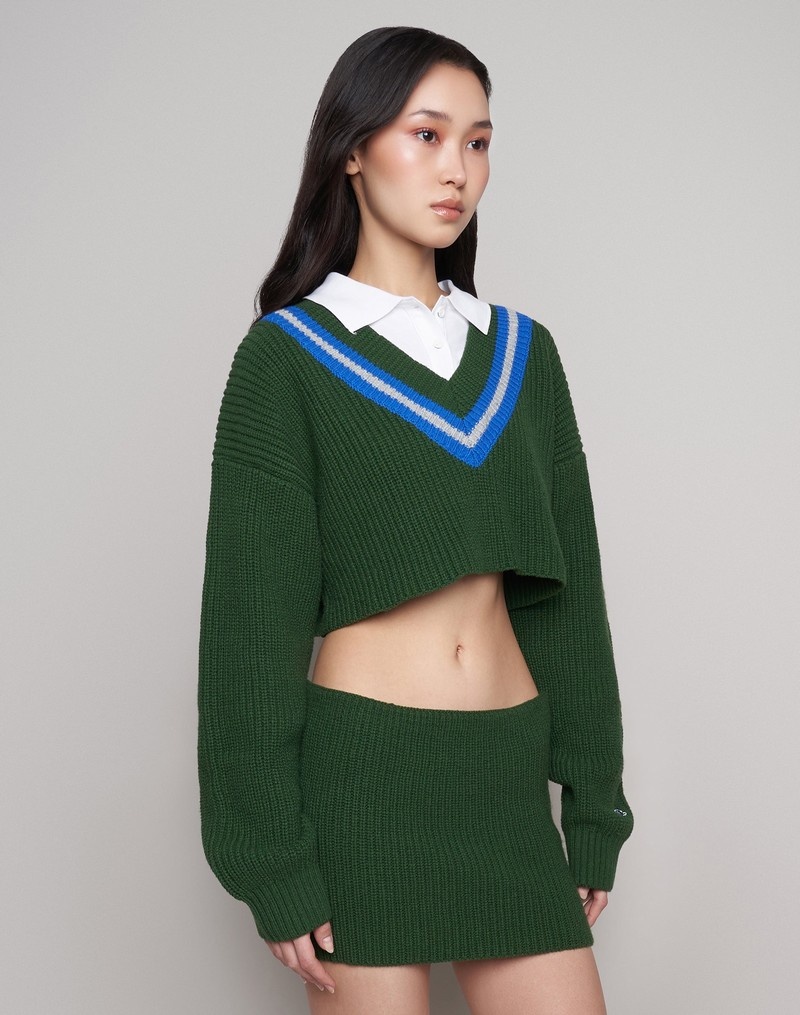 Women's Champio Champion x Guizio Cropped Sweaters Green | U3LA42