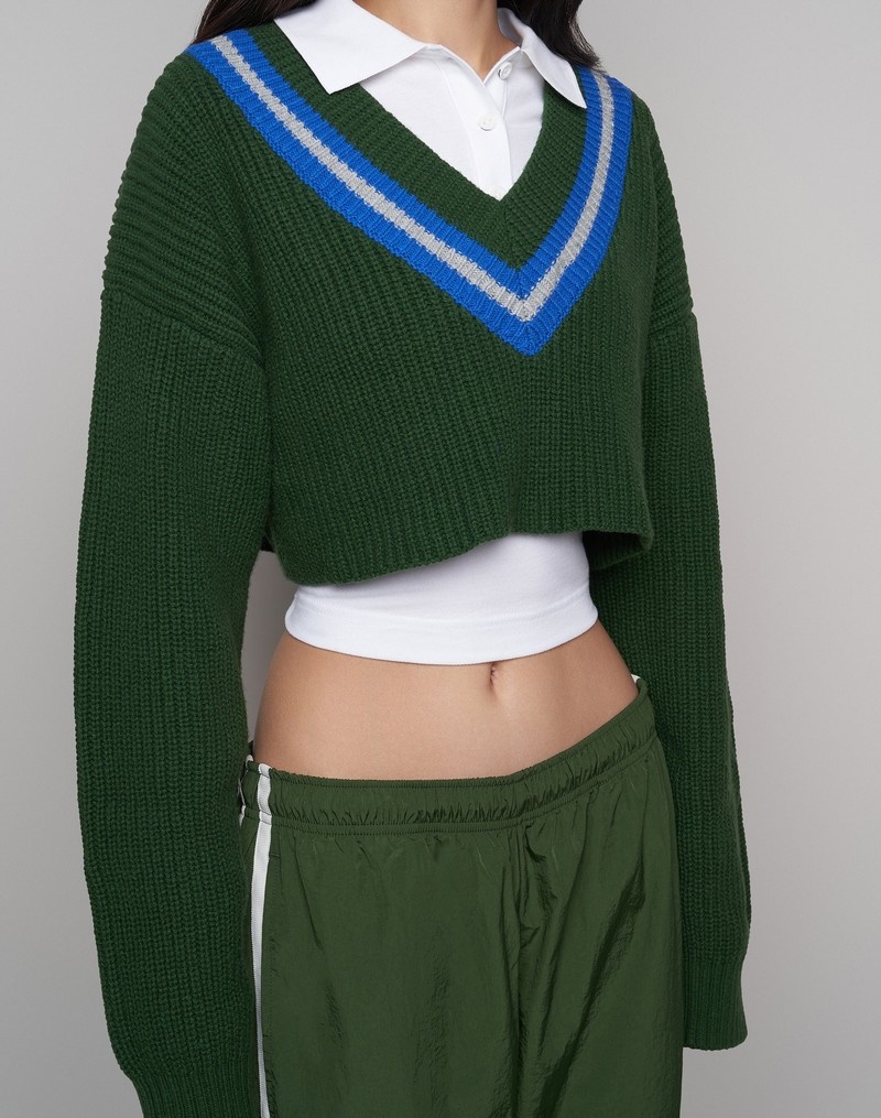 Women's Champio Champion x Guizio Cropped Sweaters Green | U3LA42