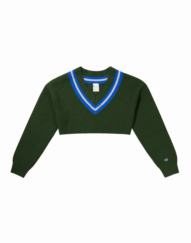 Women's Champio Champion x Guizio Cropped Sweaters Green | U3LA42