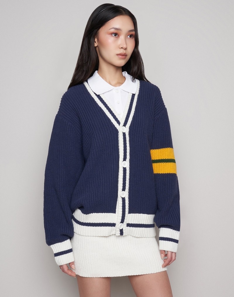 Women's Champio Champion x Guizio Oversized Cardigan Navy | M2AJ64