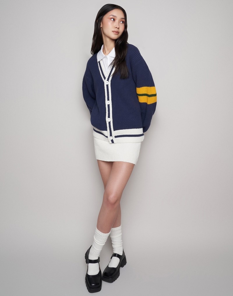 Women's Champio Champion x Guizio Oversized Cardigan Navy | M2AJ64