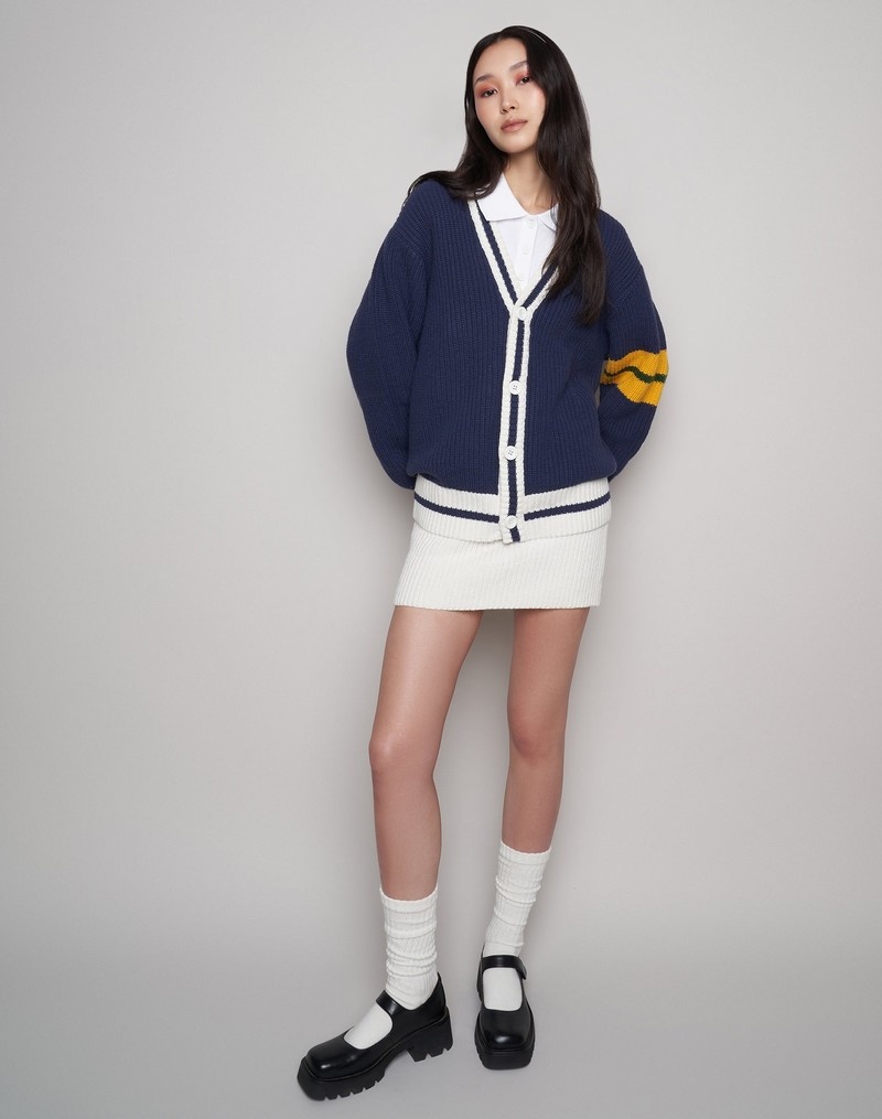 Women's Champio Champion x Guizio Oversized Cardigan Navy | M2AJ64