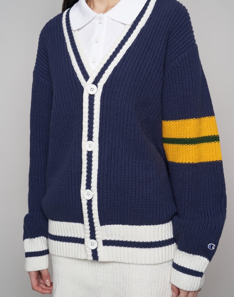 Women's Champio Champion x Guizio Oversized Cardigan Navy | M2AJ64