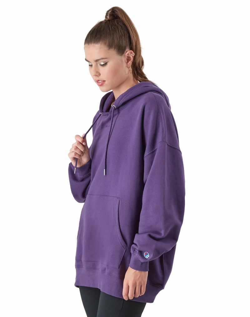 Women's Champio Classic Fleece Oversized Hoodie Purple | B0ZN15