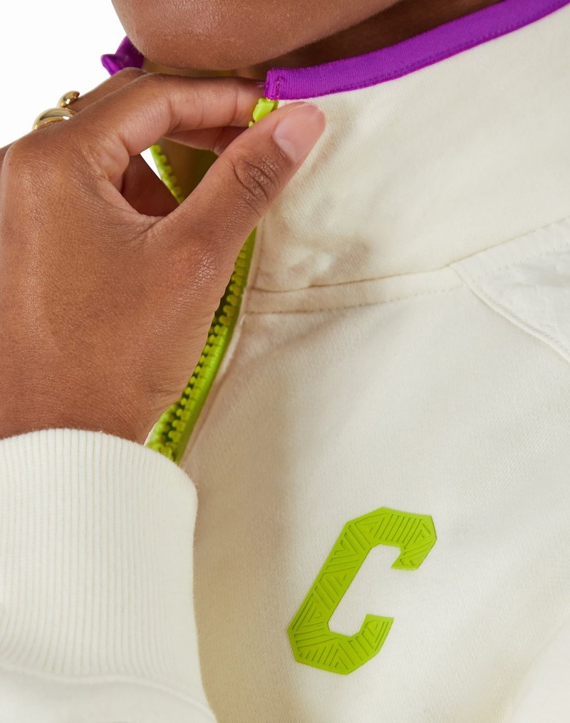 Women's Champio Classic Fleece ¼ Zip Jackets White | L1YL20