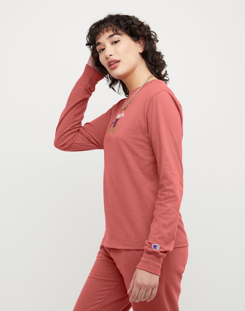 Women's Champio Classic Long-Sleeve T Shirts Red | Q6HO78