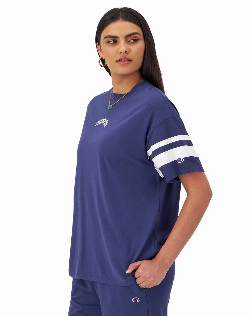 Women's Champio Classic Oversized T Shirts Purple | L1NT24