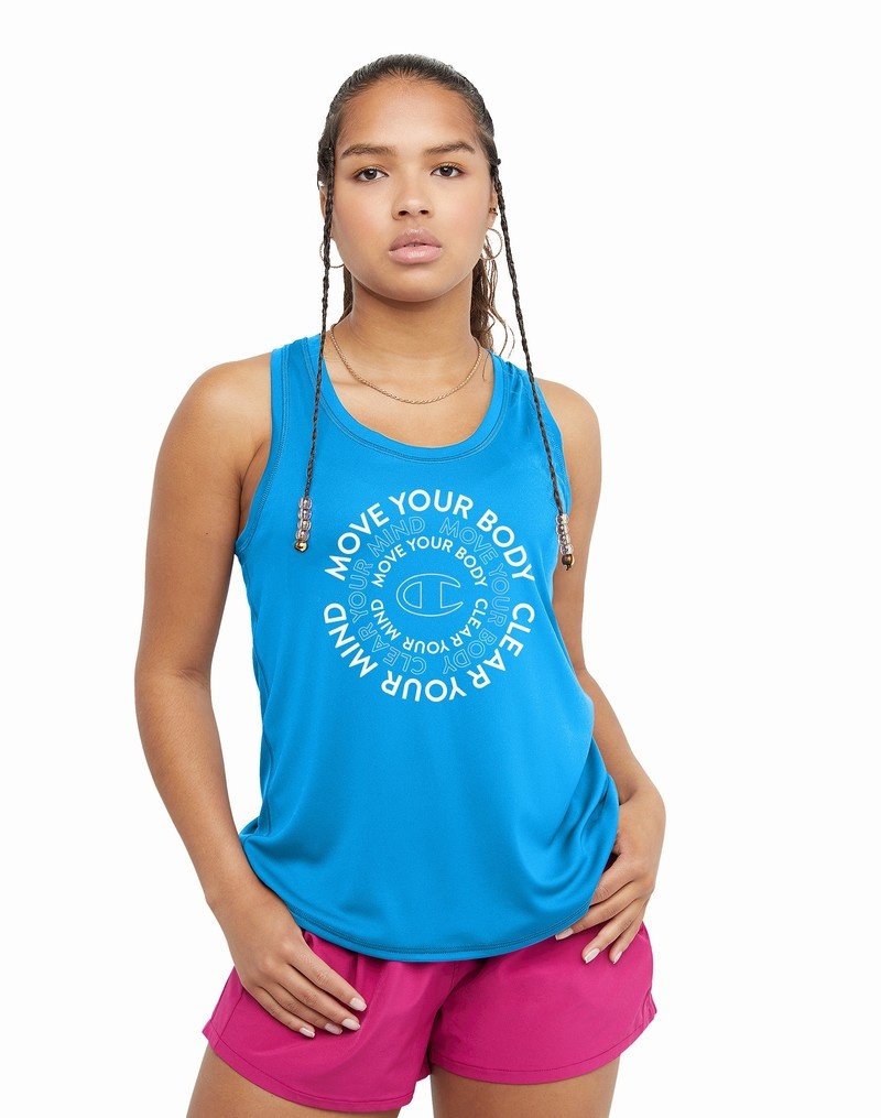 Women\'s Champio Classic Sport Tank Top Blue | Z9FS67