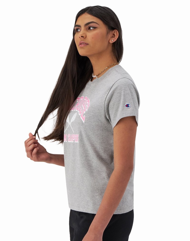 Women's Champio Classic T Shirts Grey | I4GO48