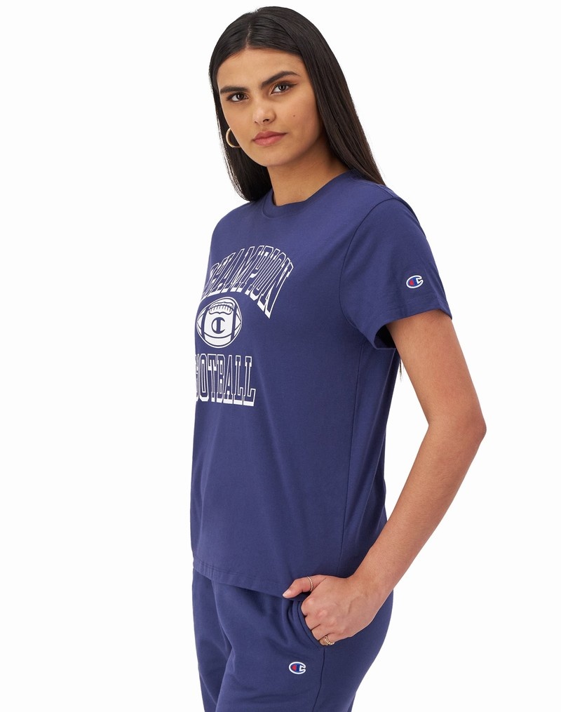 Women's Champio Classic T Shirts Purple | B1UE59