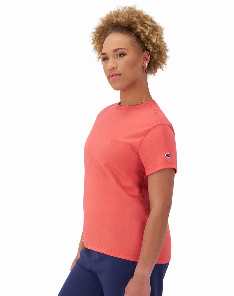 Women's Champio Classic T Shirts Red | G9NJ75