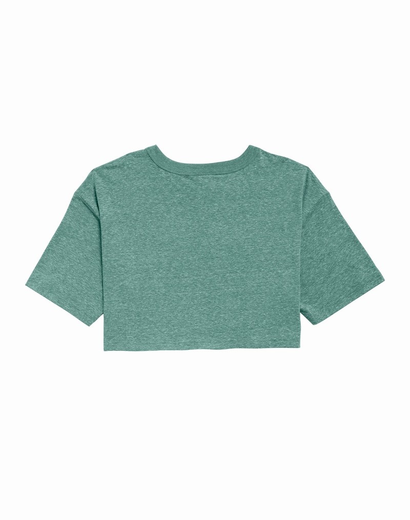 Women's Champio Cropped Cropped Tops Green | I0DS36