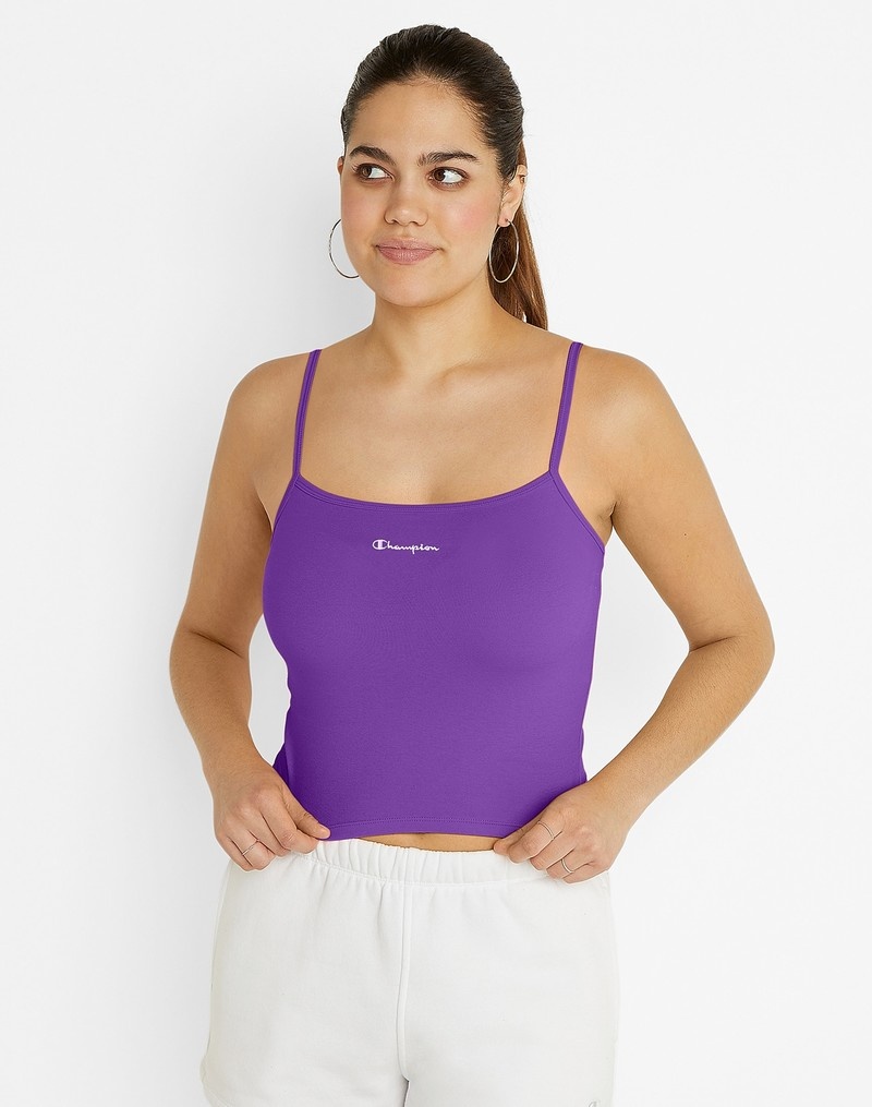 Women\'s Champio Everyday Cami Cropped Tops Purple | A8CO09