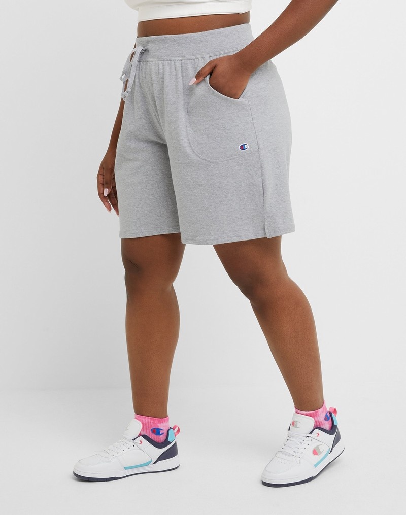 Women's Champio Jersey Shorts Grey | R1KB17