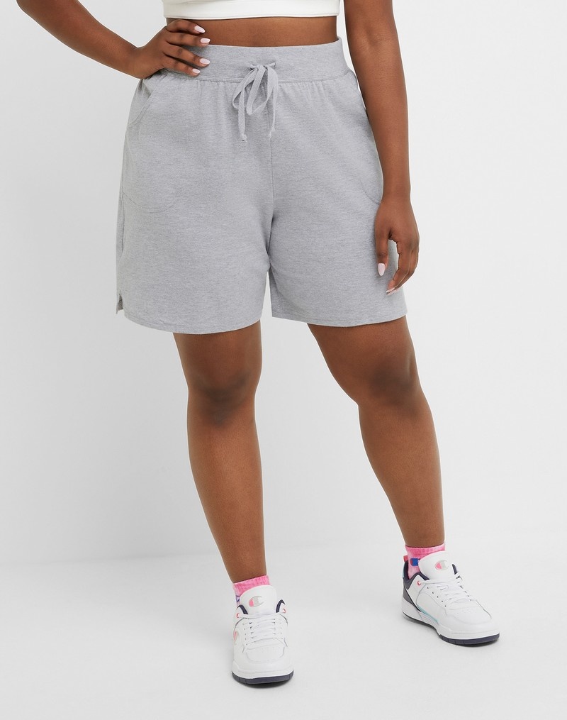 Women\'s Champio Jersey Shorts Grey | R1KB17