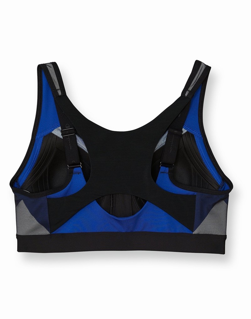 Women's Champio Motion Control Zip Sports Bra Black | I4UF32