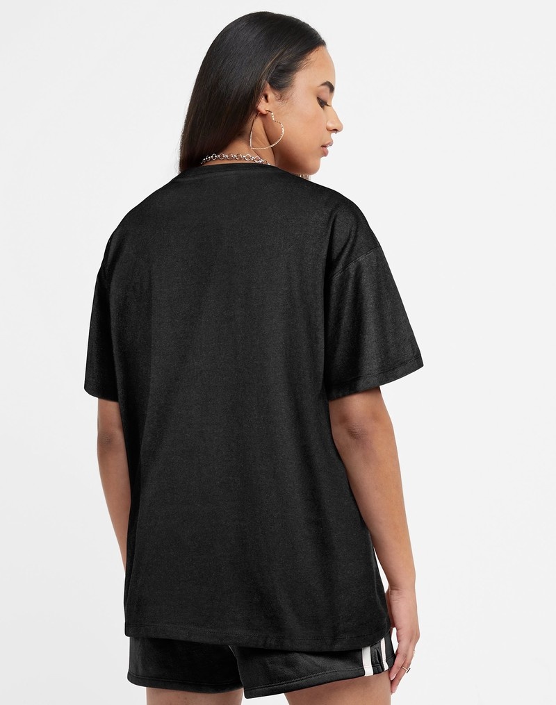 Women's Champio Oversized Jersey T Shirts Black | D1IT65