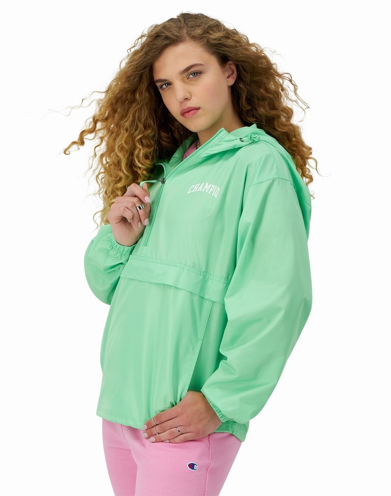 Women's Champio Packable Windbreaker Jackets Green | U5AH97