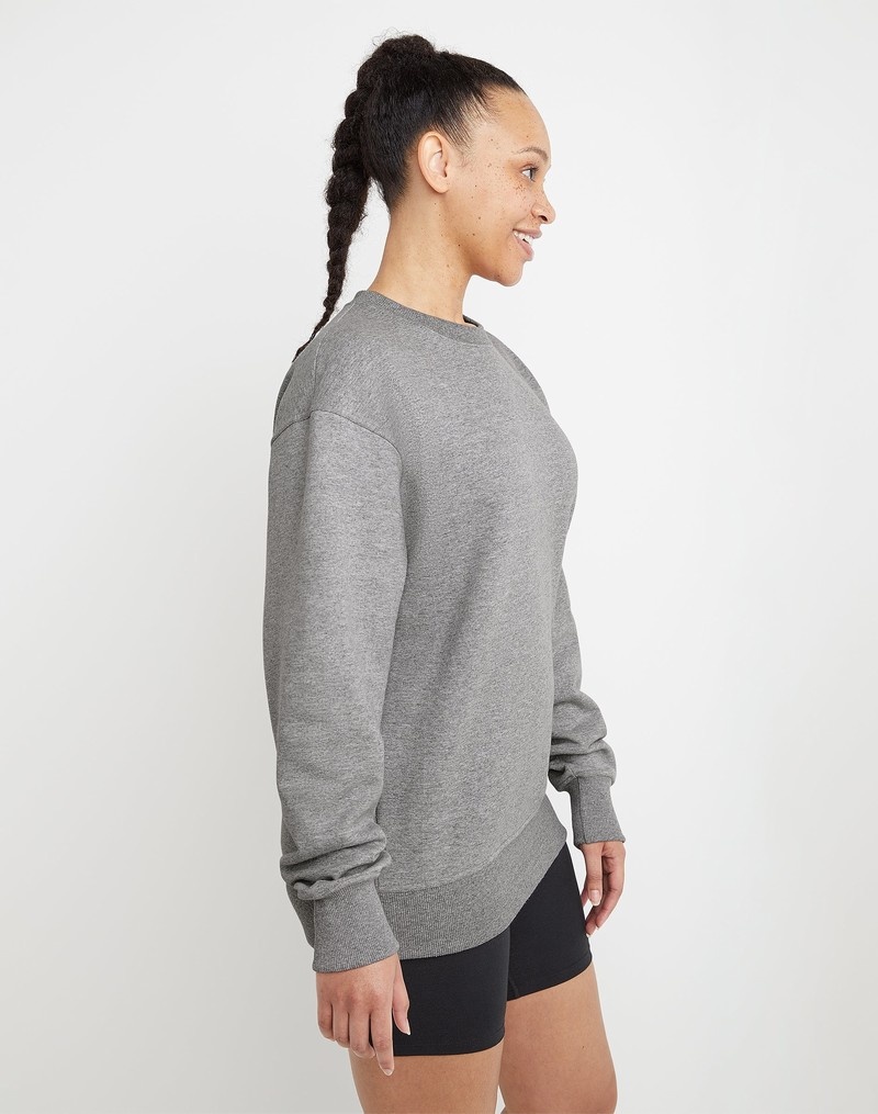 Women's Champio Powerblend Crewneck Sweatshirts Grey | Z3MC89