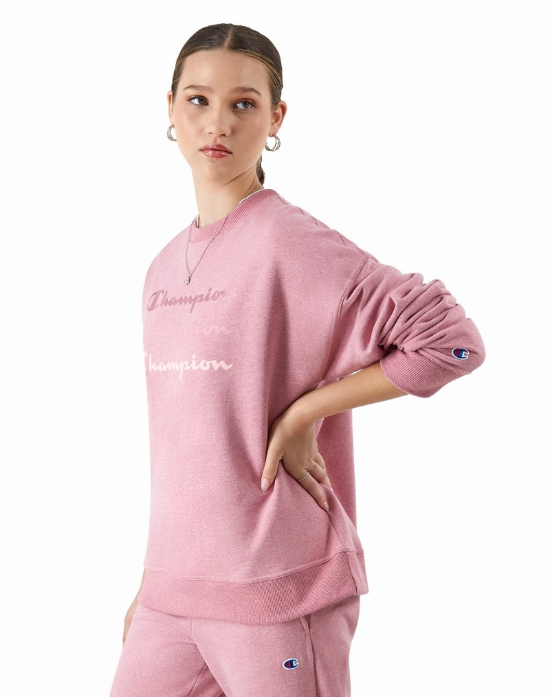 Women's Champio Powerblend Crewneck Sweatshirts Pink | P9PL95