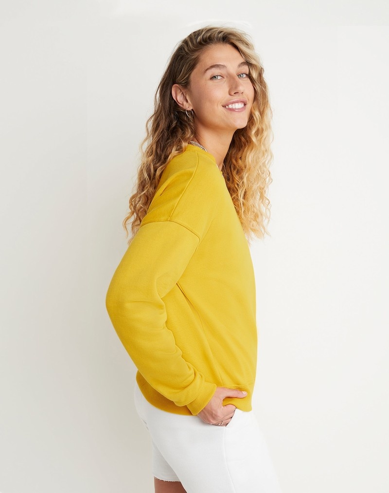 Women's Champio Powerblend Crewneck Sweatshirts Yellow | B2GO89