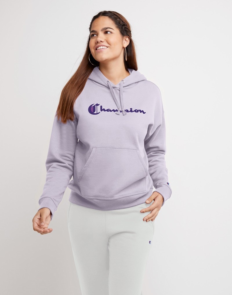 Women\'s Champio Powerblend Fleece Hoodie Purple | J5HN61