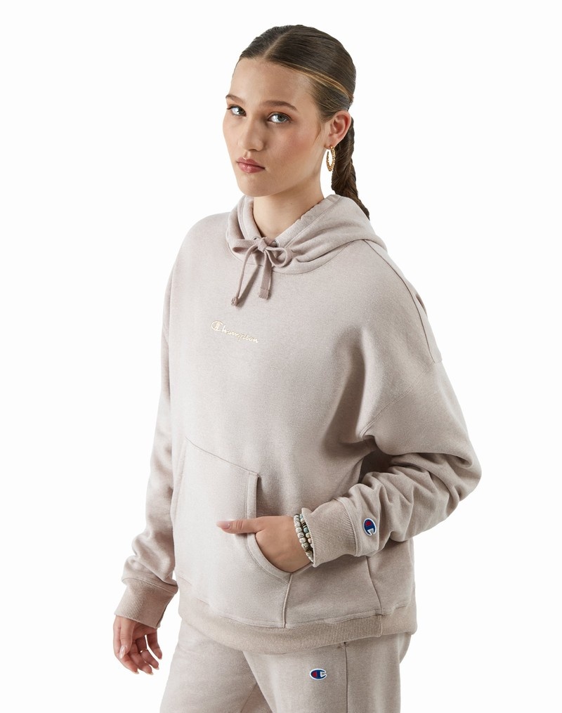 Women's Champio Powerblend Hoodie Beige | H2KK85