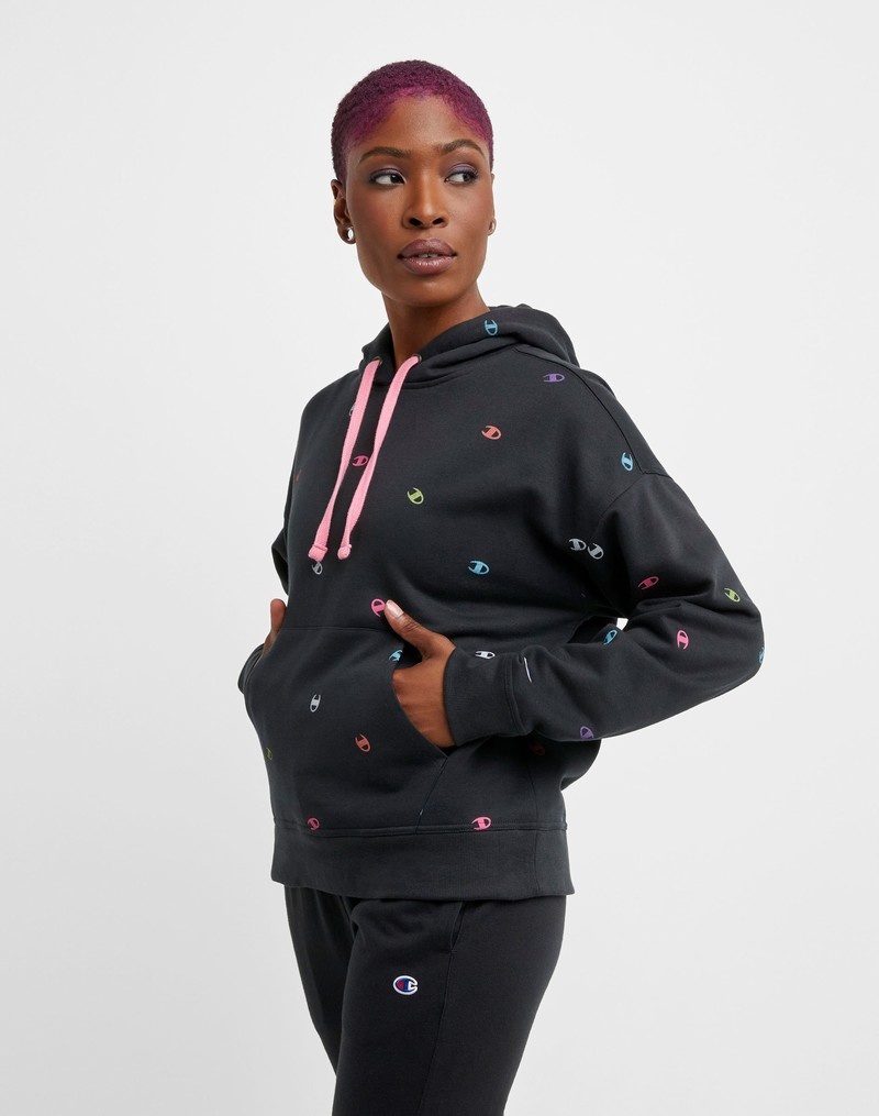 Women's Champio Powerblend Hoodie Black | V3OO53