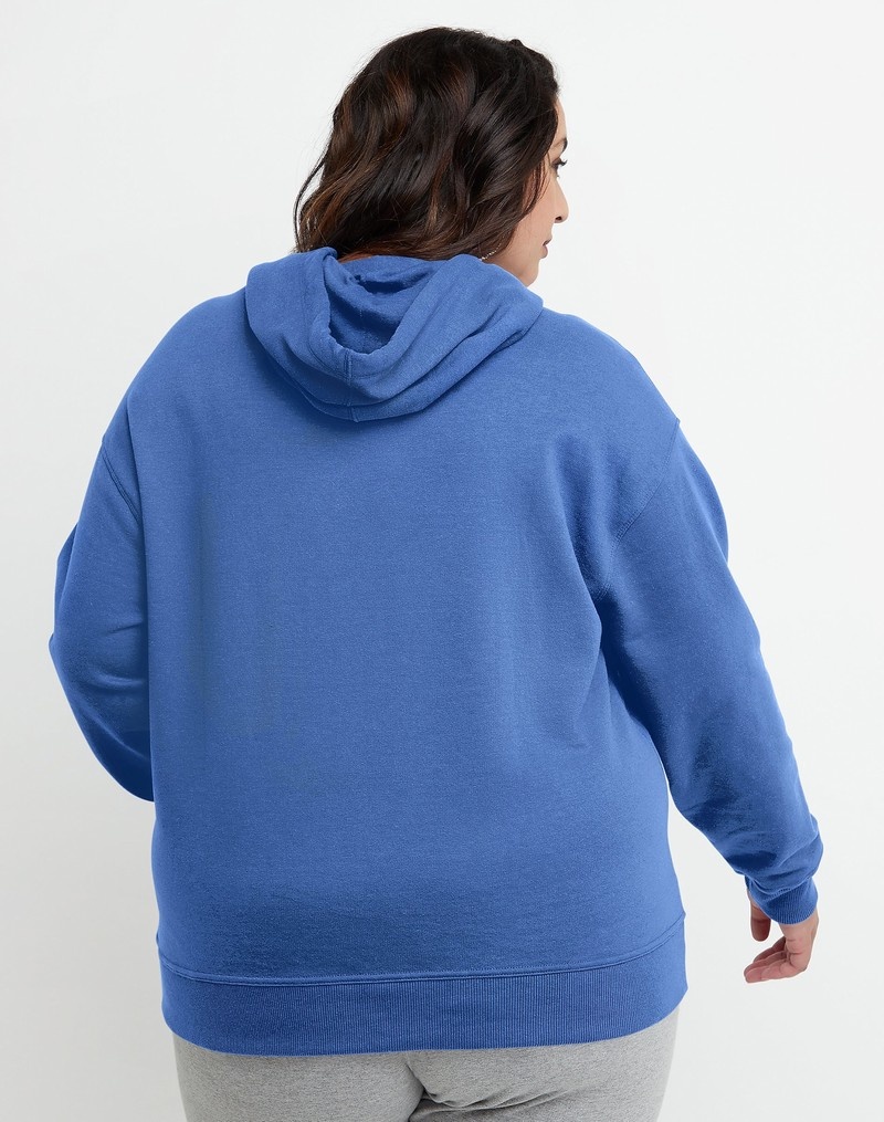 Women's Champio Powerblend Hoodie Blue | B2ZN63