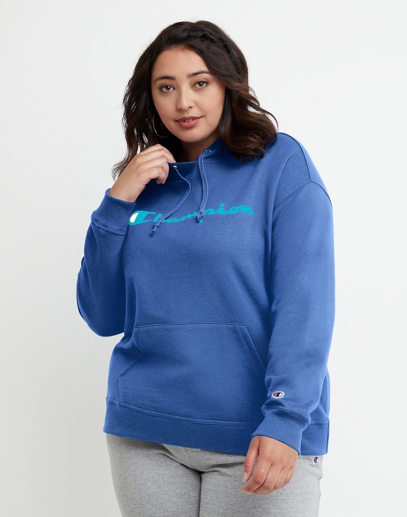 Women\'s Champio Powerblend Hoodie Blue | B2ZN63