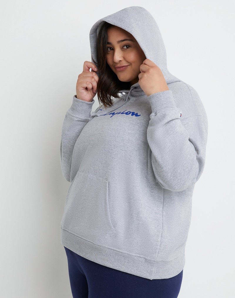 Women's Champio Powerblend Hoodie Grey | Z8OF70