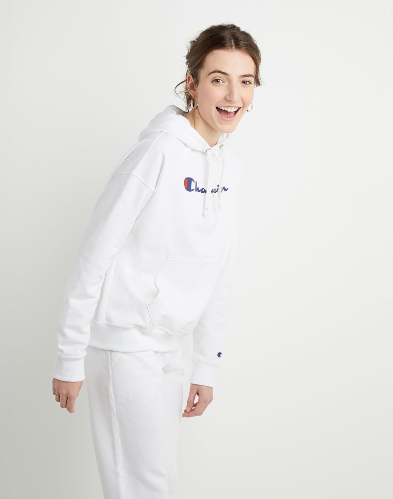 Women's Champio Powerblend Hoodie White | F8OF78