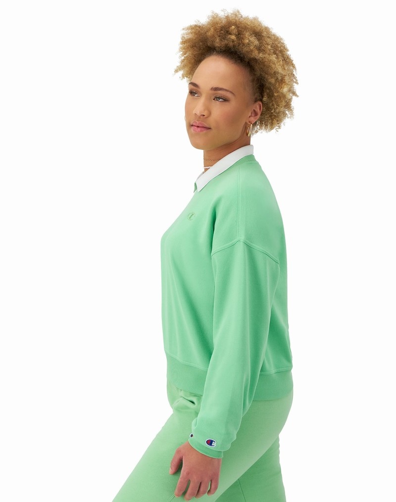 Women's Champio Powerblend Polo Sweatshirts Green | Z4FS29