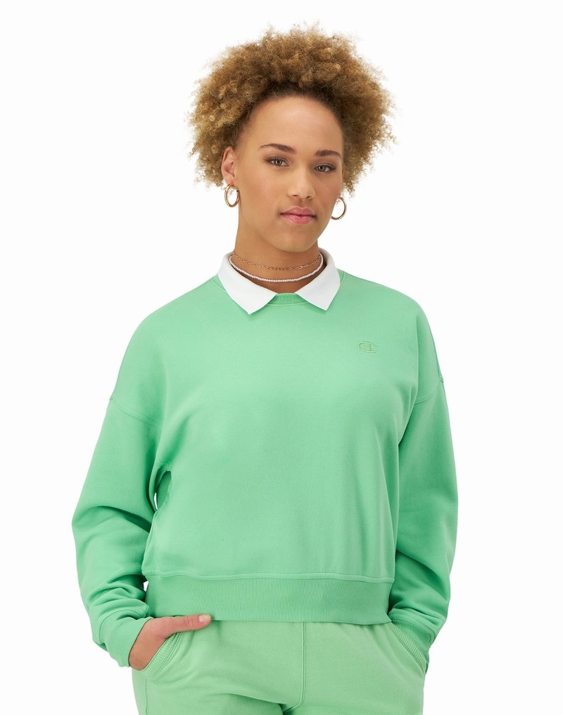 Women\'s Champio Powerblend Polo Sweatshirts Green | Z4FS29