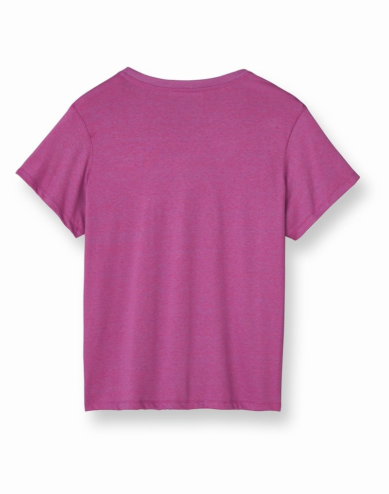 Women's Champio Powerblend V-Neck T Shirts Purple | V4NR44