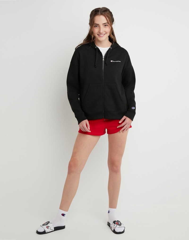 Women's Champio Powerblend Zip-Up Hoodie Black | Y8OQ04