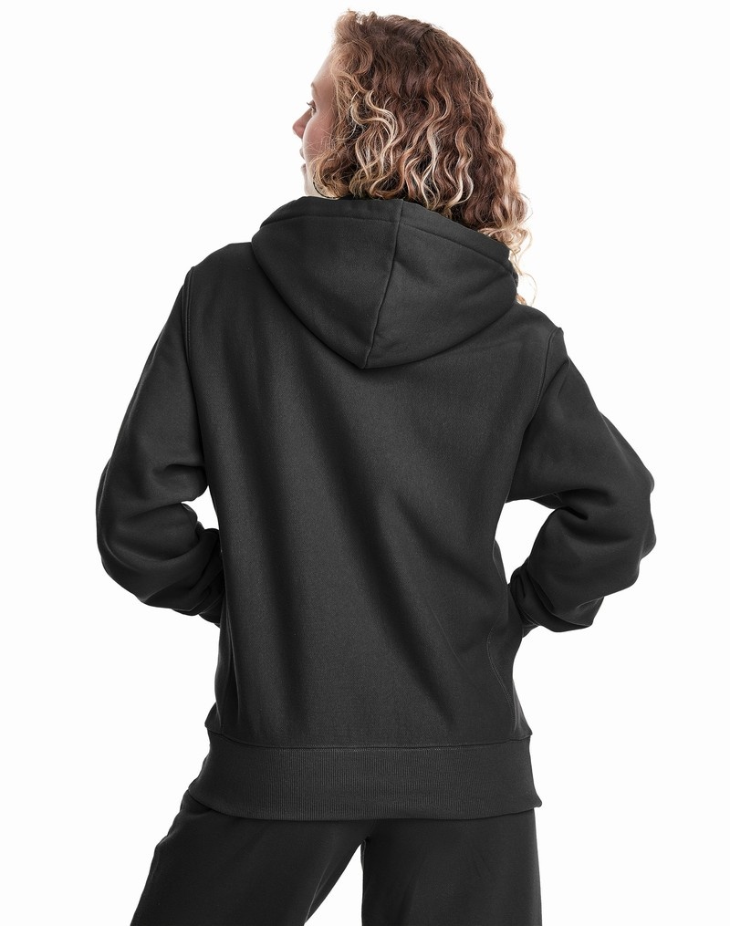 Women's Champio Reverse Weave Full Zip Oversized Hoodie Jackets Black | O4IX89