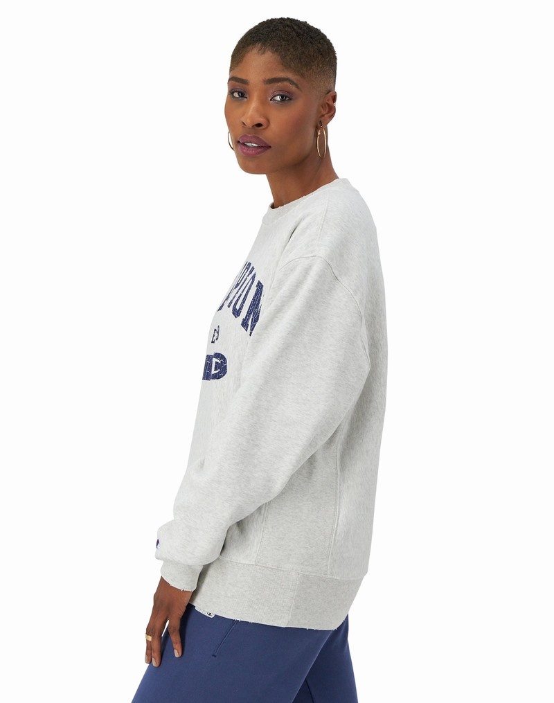 Women's Champio Reverse Weave Oversized Crewneck Sweatshirts Grey | U9WI11