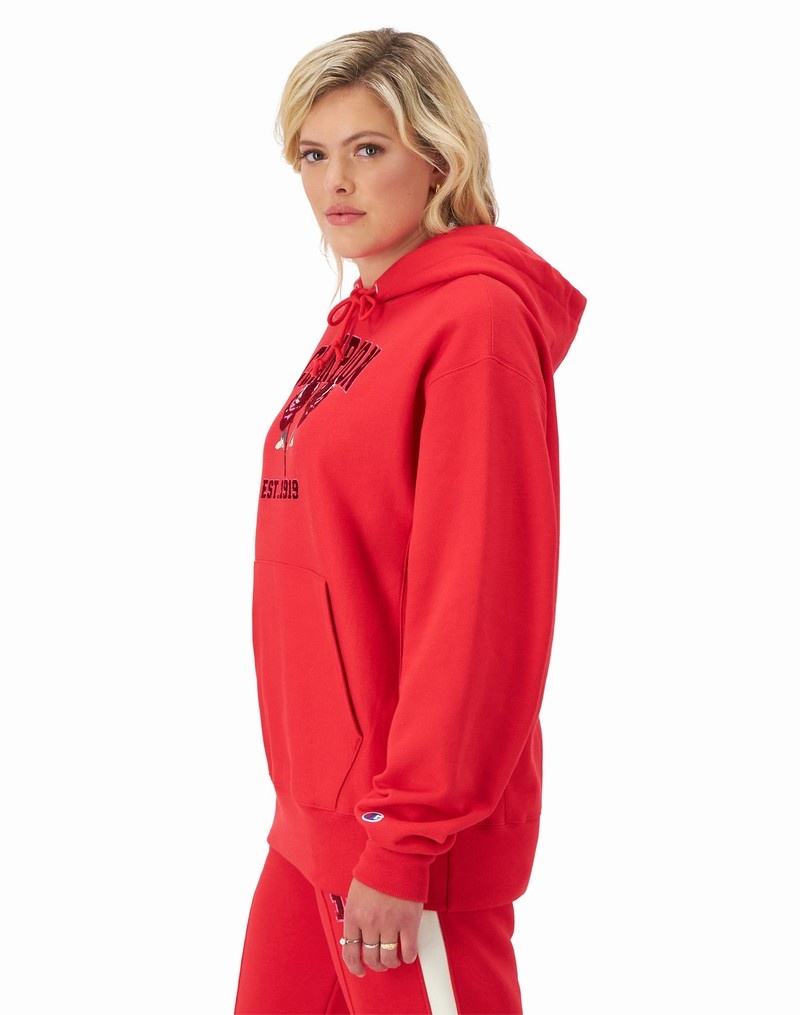 Women's Champio Reverse Weave Oversized Hoodie Red | I4KN48