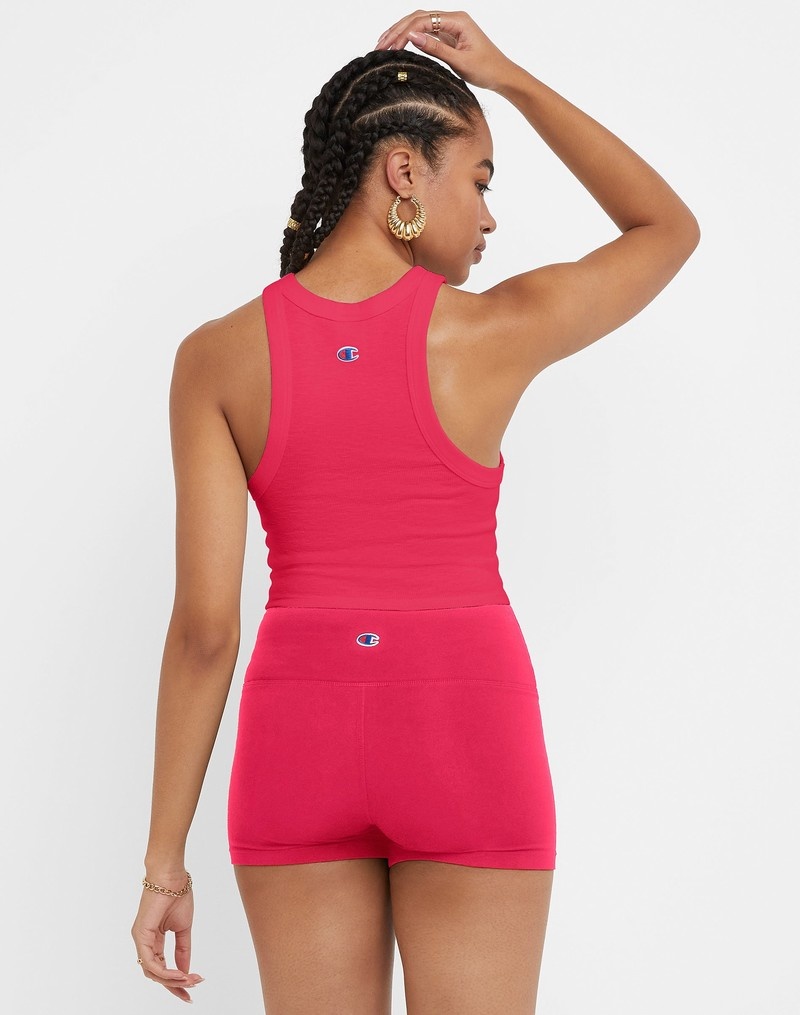 Women's Champio Ribbed Tank Top Red | O2MD26