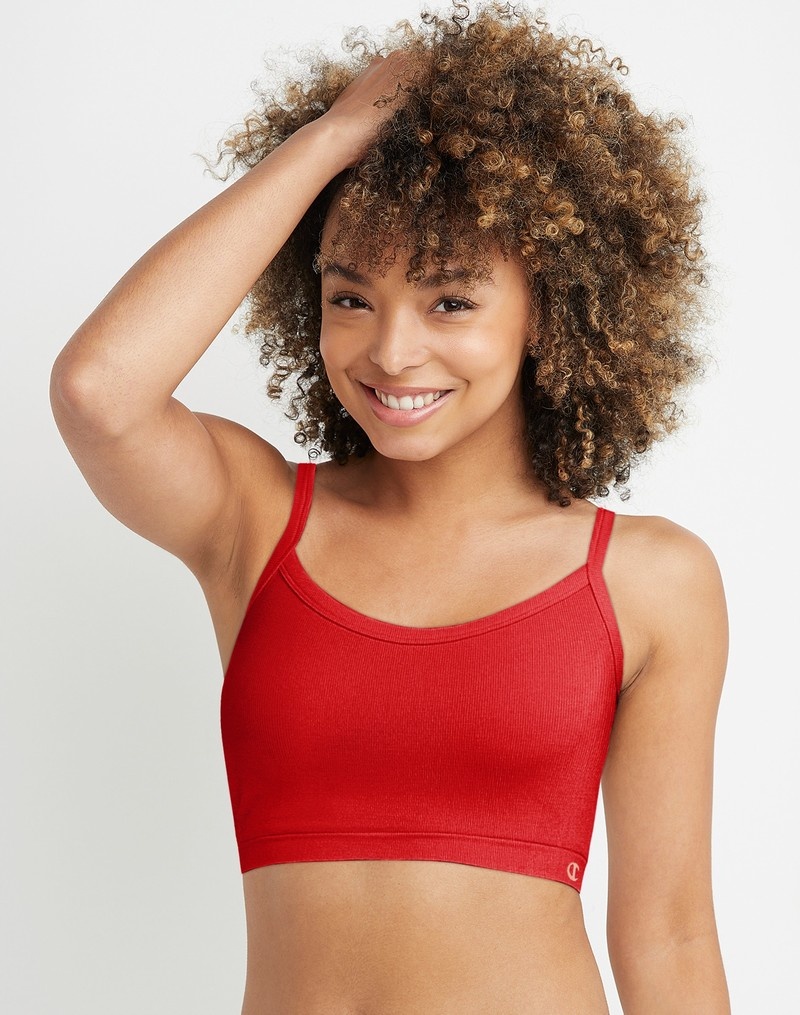 Women\'s Champio Seamless Racerback Bras Red | L0AD11