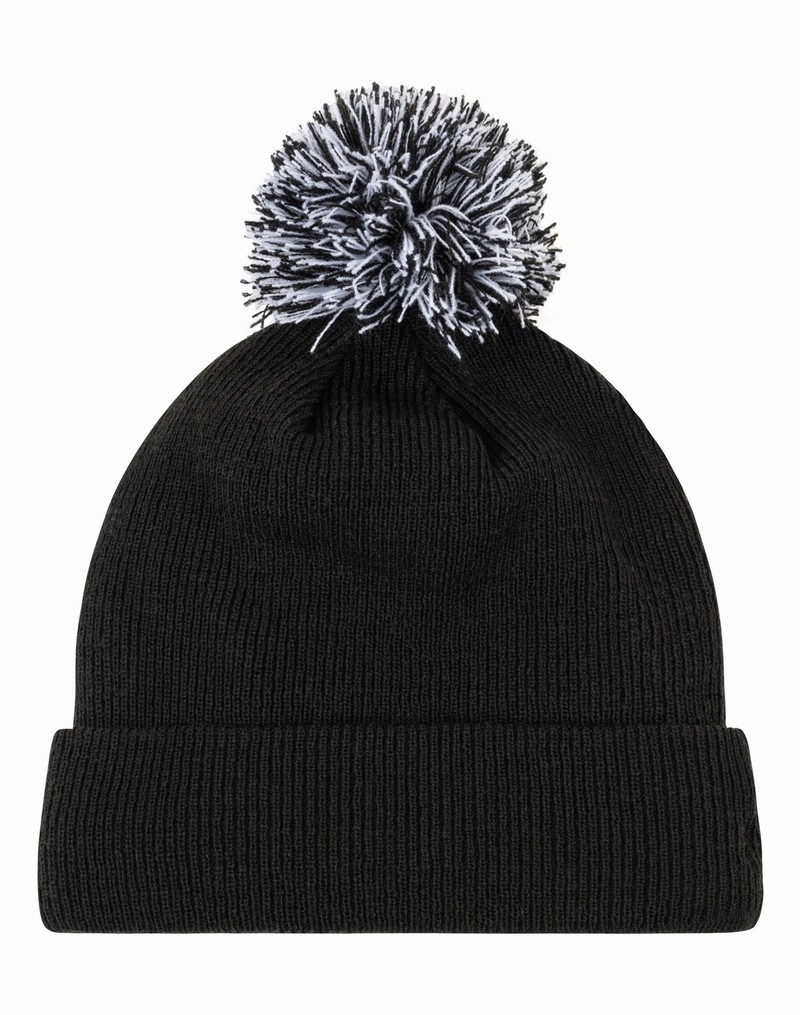 Women's Champio Sherpa-Lined Slouch Pom Beanie Black | P2RO27