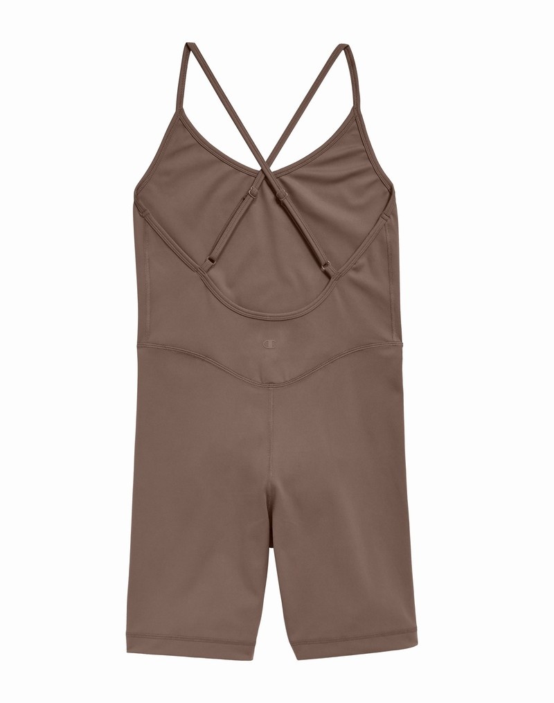 Women's Champio Soft Touch Bodysuit Brown | V4EL36