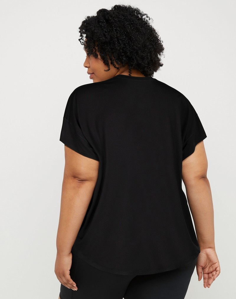 Women's Champio Soft Touch Essential T Shirts Black | F0QL65