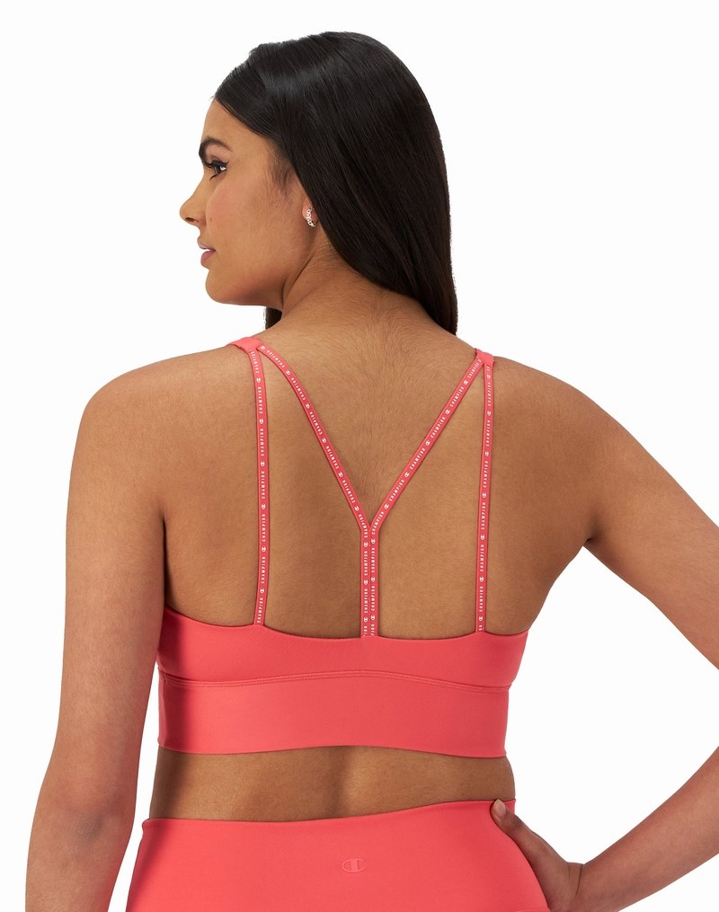 Women's Champio Soft Touch Longline Strappy Sports Bra Red | P3WD21