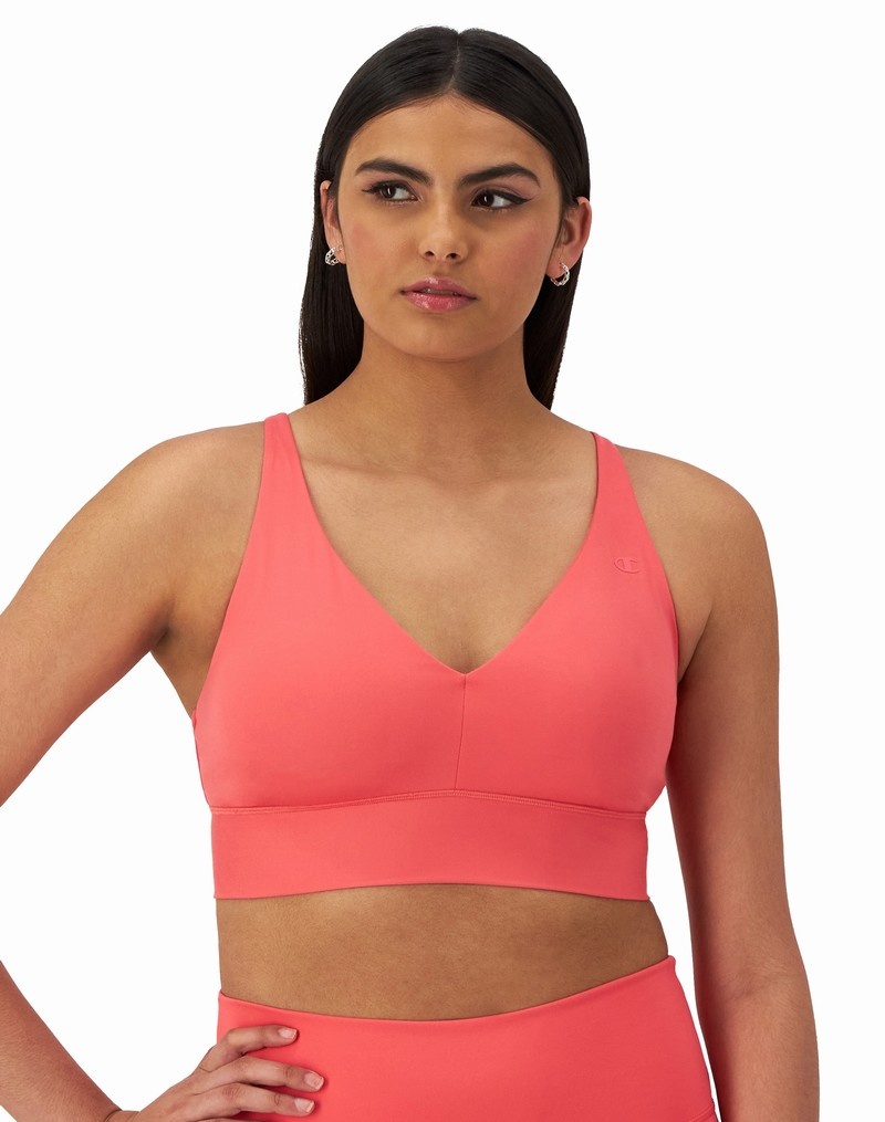 Women\'s Champio Soft Touch Longline Strappy Sports Bra Red | P3WD21