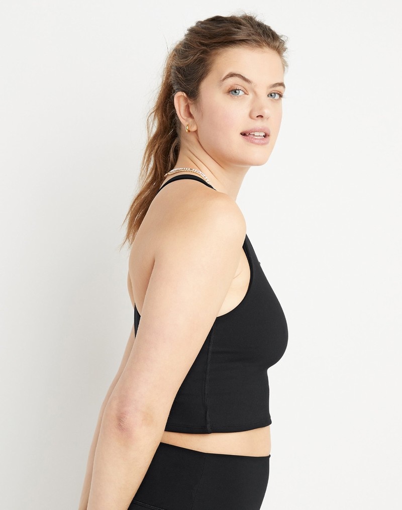 Women's Champio Soft Touch Ribbed Cropped Tops Black | B5WF05